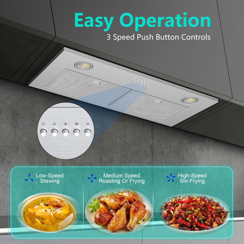 Velivi 30" 800 Cubic Feet Per Minute Convertible Insert Range Hood with Light Included Wayfair